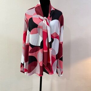 Nine West Tie-neck Patterned Blouse